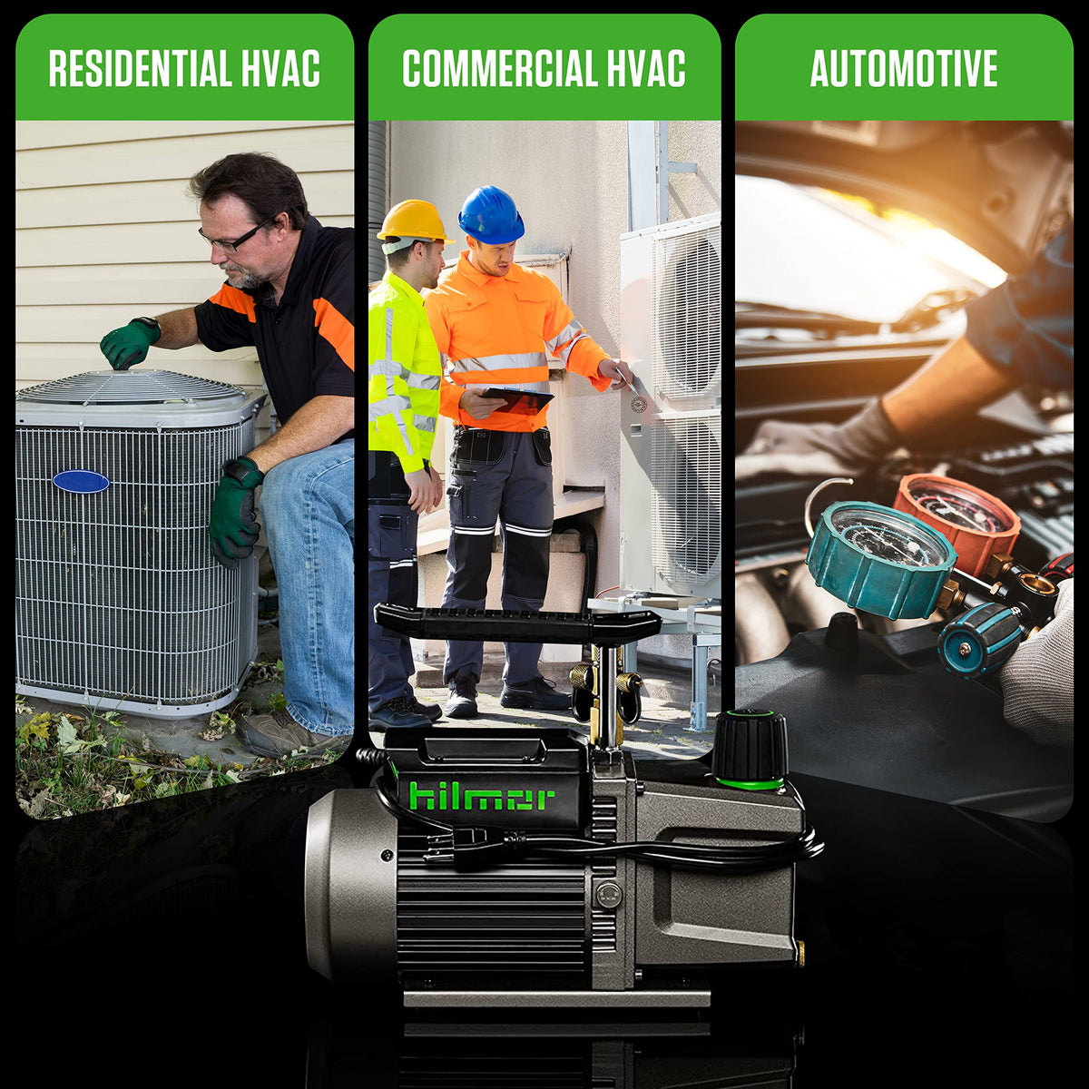 hilmor BVP2CFM 2CFM Battery Powered Vacuum Pump for HVAC Tools and Equipment, 9Ah 18 Volts, 1/2 Horsepower, 11 oz. Oil Capacity A2L Compliant