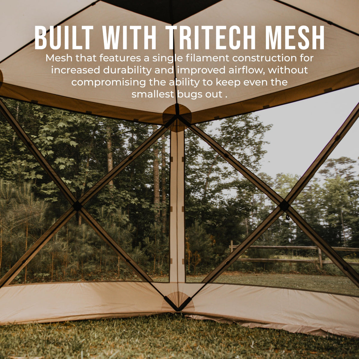 Gazelle Tents™, G6 6-Sided Portable Gazebo, Easy Pop-Up Hub Screen Tent, Durable, TriTech Mesh, Waterproof, UV Resistant, 8-Person & Table, Desert Sand, 86" x 124" x 124", GG602DS