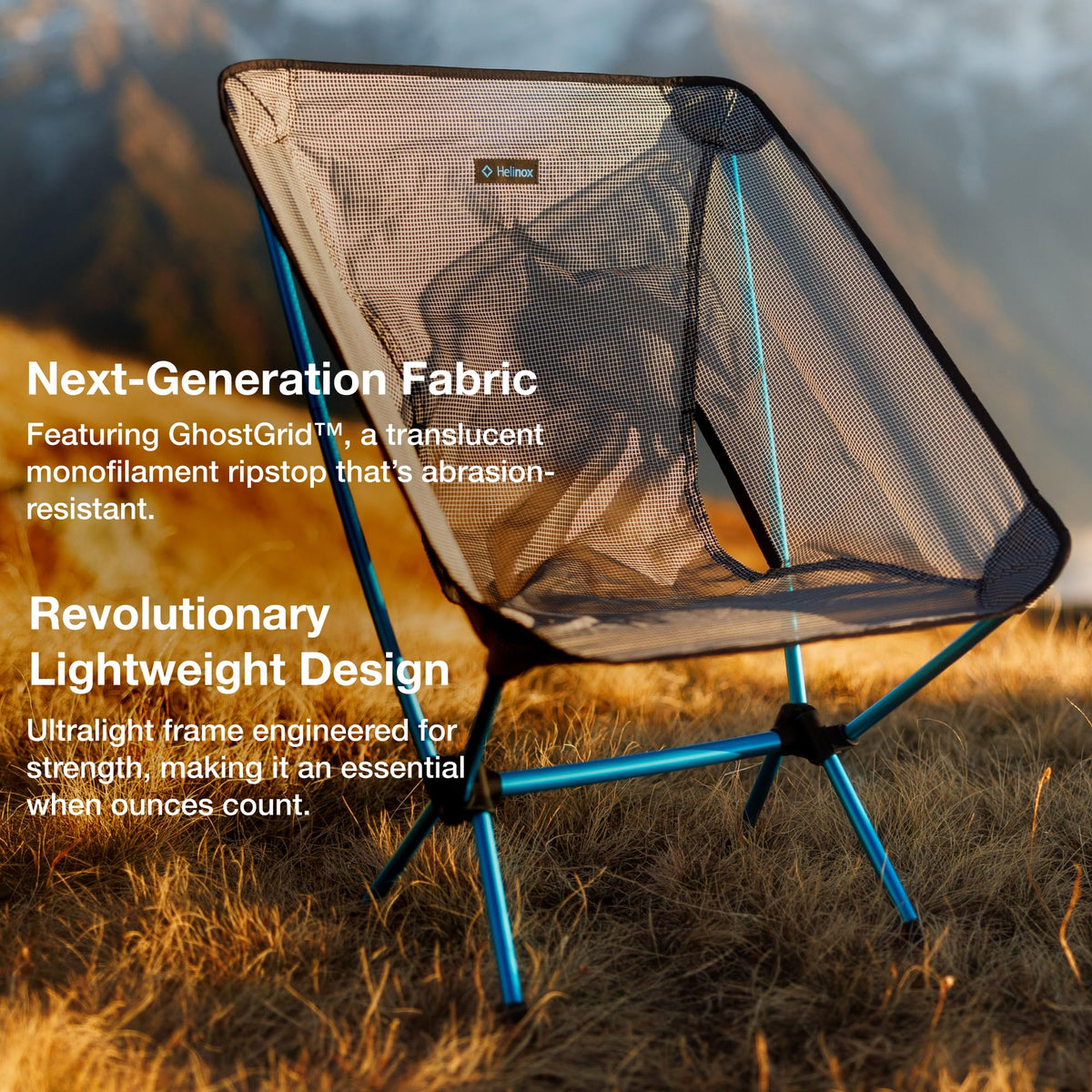 Helinox Chair Zero LT, 1.12 lbs Lightweight Camping Chair, Durable Ripstop, Compact Size, Portable and Packable Seat, Strong and Ultralight Frame, Backpacking Travel Essential, Cyan