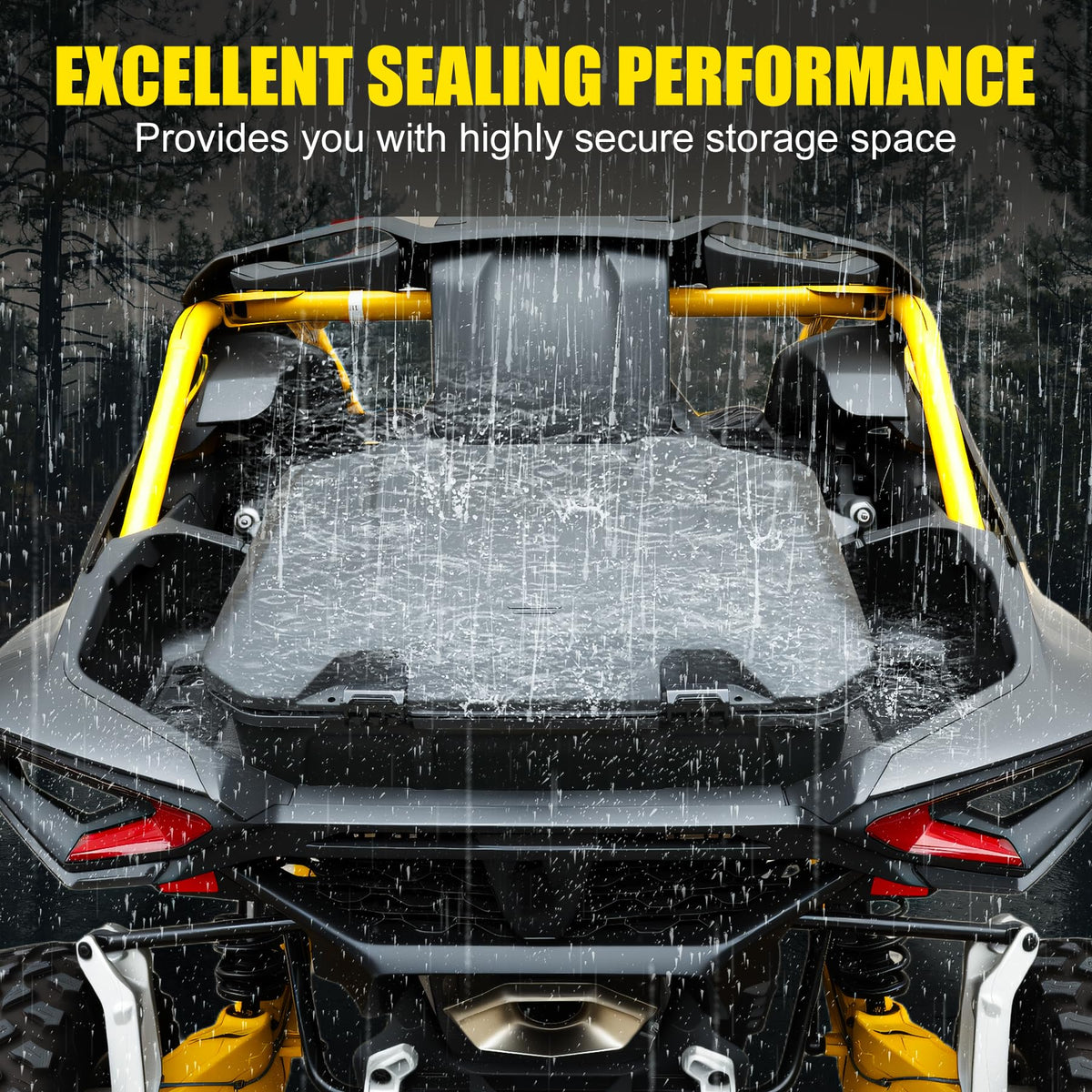 XATVXUTV 96L UTV Cargo Storage Box for Can-Am Maverick R, Large Poly Waterproof Rear Bed Storage Bin Tool Box for for Can Am Maverick R MAX X RS 2024+ Accessories, Replace #715007182