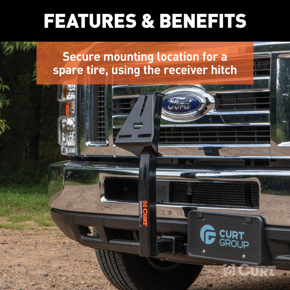 CURT 31006 24-Inch High Trailer Hitch Spare Tire Mount for 2-inch Receiver