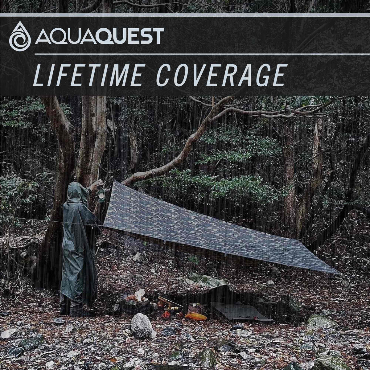AquaQuest Defender Tarp – Heavy‑Duty Waterproof (20,000 mm) Seam‑Taped Rain Fly for Camping, Bushcraft & Survival – 10×10 Olive Drab