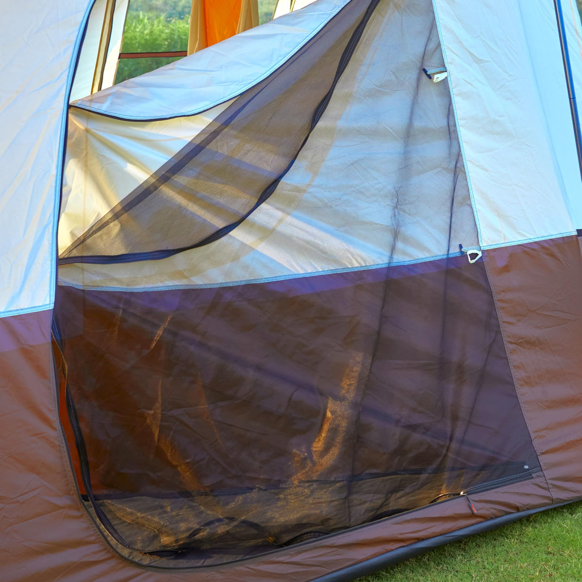 KTT Extra Large Tent 12-14 Person,Family Cabin Tents,2 Rooms,Straight Wall,2 Doors 4 Windows with Mesh,Waterproof,Straight Wall,Big Tent for Outdoor,Picnic,Camping,Gathering(Brown)