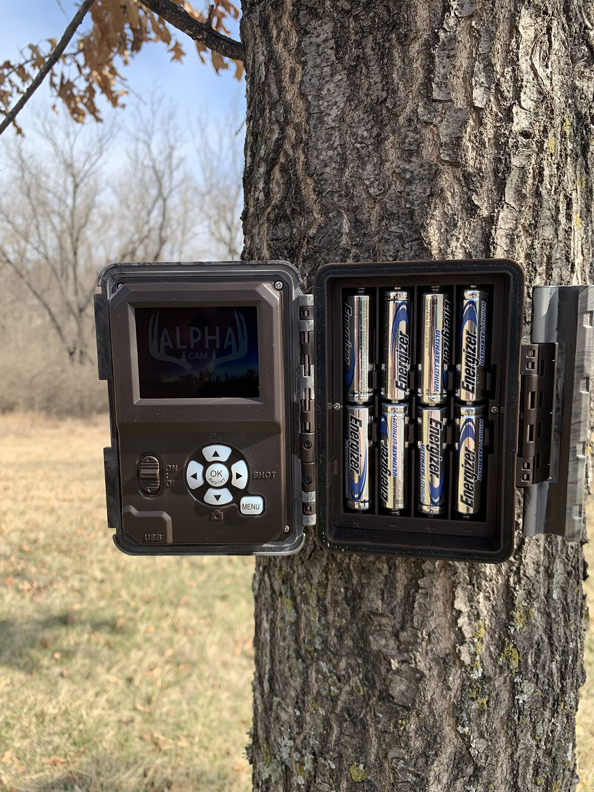 ALPHA CAM No Glow 4K Video Dual Lens Hunting Trail Camera 32MP 60fps IP67 Waterproof Scouting Cam with Ultra Fast Trigger Speed and Recovery Rate 2.4" Color Viewscreen