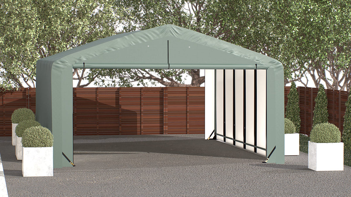 ShelterLogic ShelterTube Garage & Storage Shelter, 20' x 27' x 10' Heavy-Duty Steel Frame Wind and Snow-Load Rated Enclosure, Green