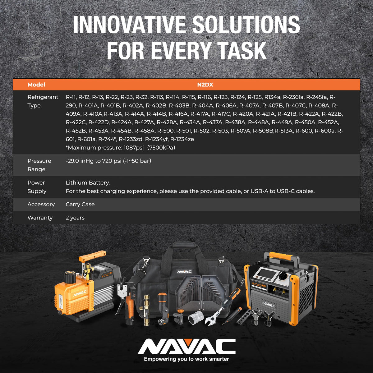 NAVAC N2DX FLEX-X Manifold Gauge Set -HD Color Graphic Interface, Digital Display, A2L Compatible, 72 Refrigerant Support, Rechargeable 100hr Battery, Durable Aluminum Body -Ideal for HVAC Technicians