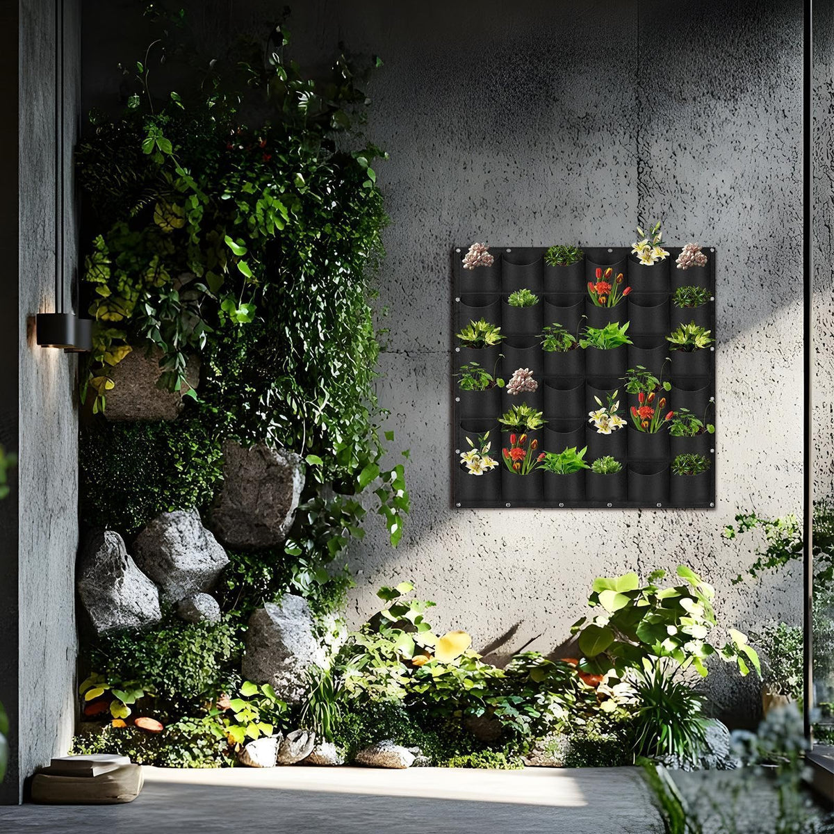 Living Wall Planter | 36 Pockets Vertical Gardening Greening Flower Container,Hangable Grow Bags,for Vegetable Tomato Yard Outdoor Indoor Fence Home Balcony