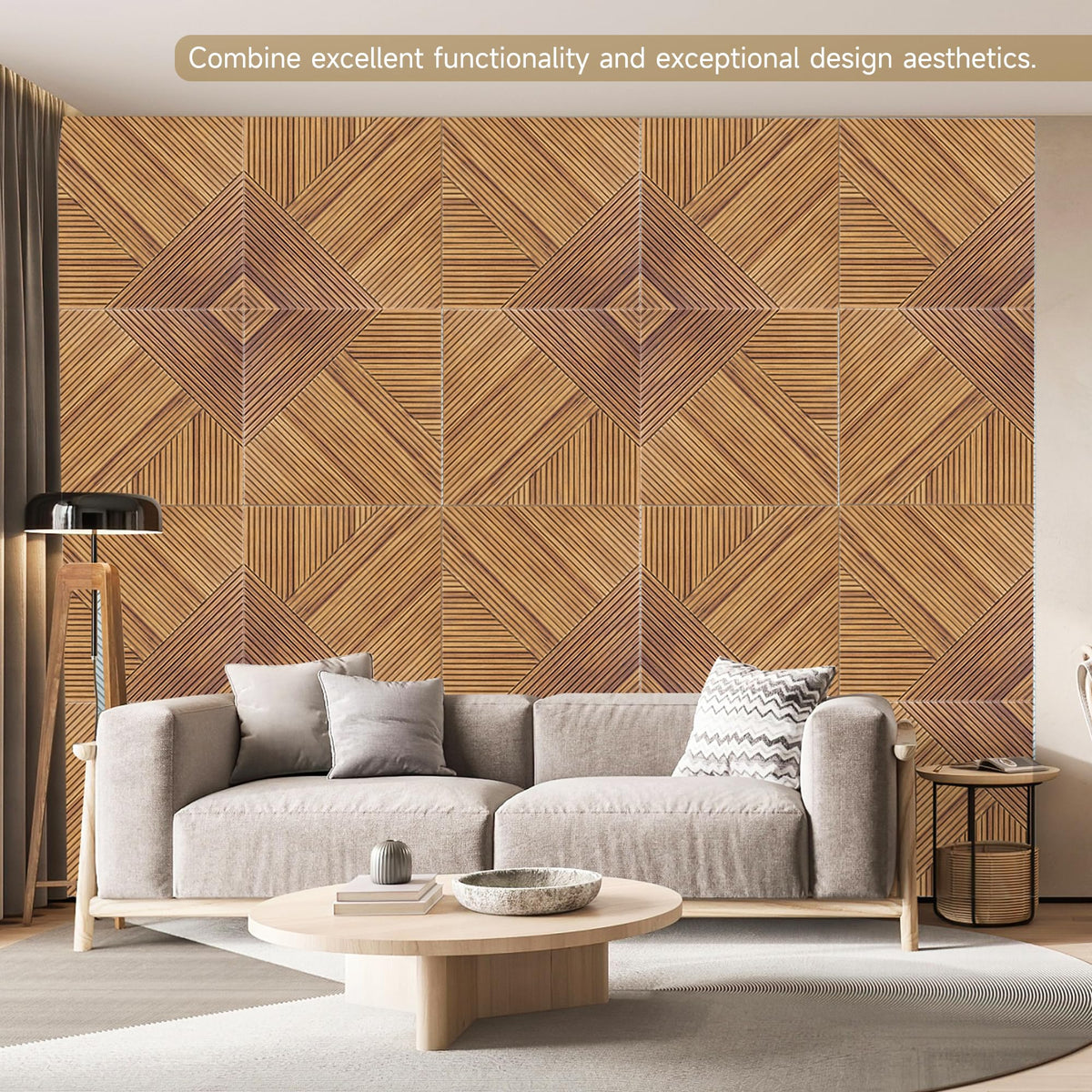 Autorific Acoustic Wall Panels,6 Pack Total Size 72 x 48 Inches,Self-Adhesive Decorative Acoustic Panels for Wall and Ceiling,3D UV Printing with Wood Look,Beech