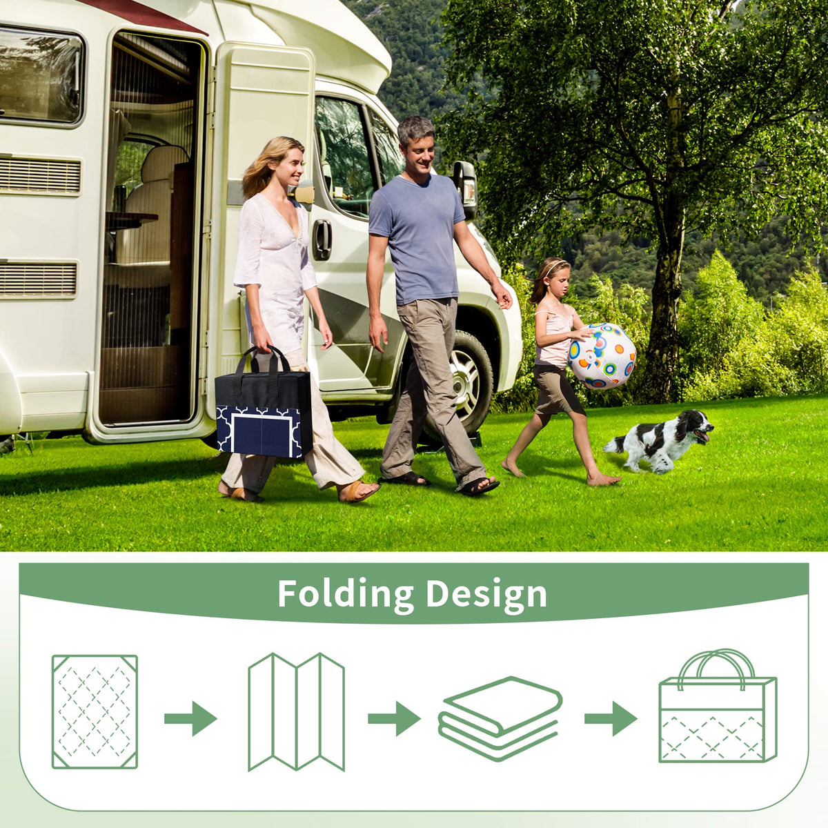 GENIMO Outdoor Rug 4'x6' 9'x12' for Patio, Reversible Plastic Waterproof RV Rugs, Clearance Mat, Porch, Camping, Picnic, Deck, Camper, Balcony, Blue & White