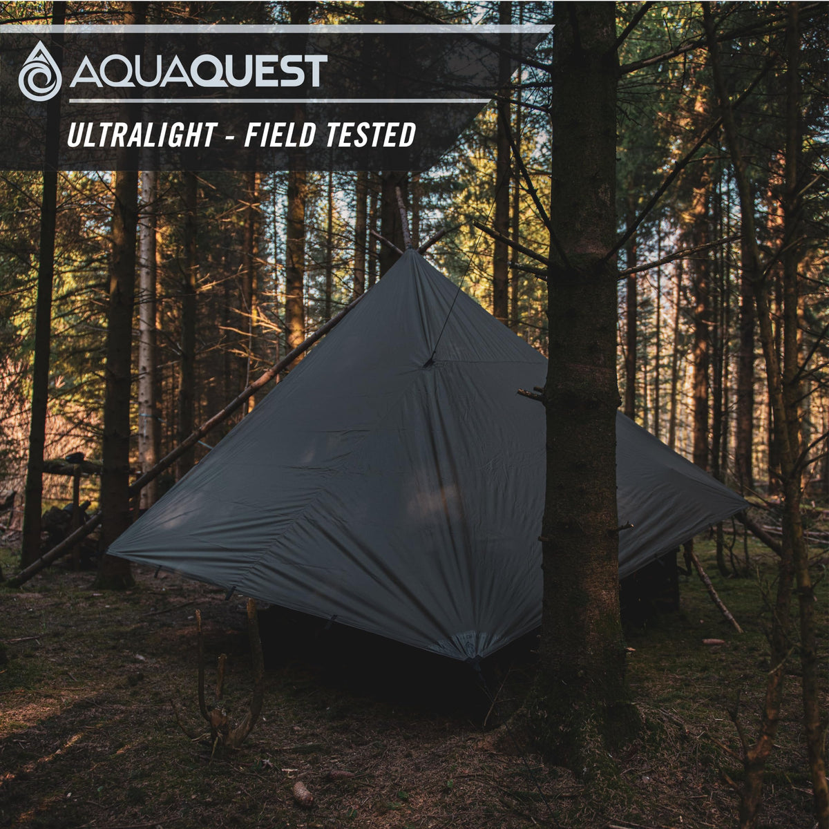 AquaQuest Guide Tarp – Ultralight Waterproof (5,000 mm) Seam‑Taped 40D Ripstop Rain Fly for Backpacking, Stealth Camping & Thru‑Hiking – 13×10 Olive Drab