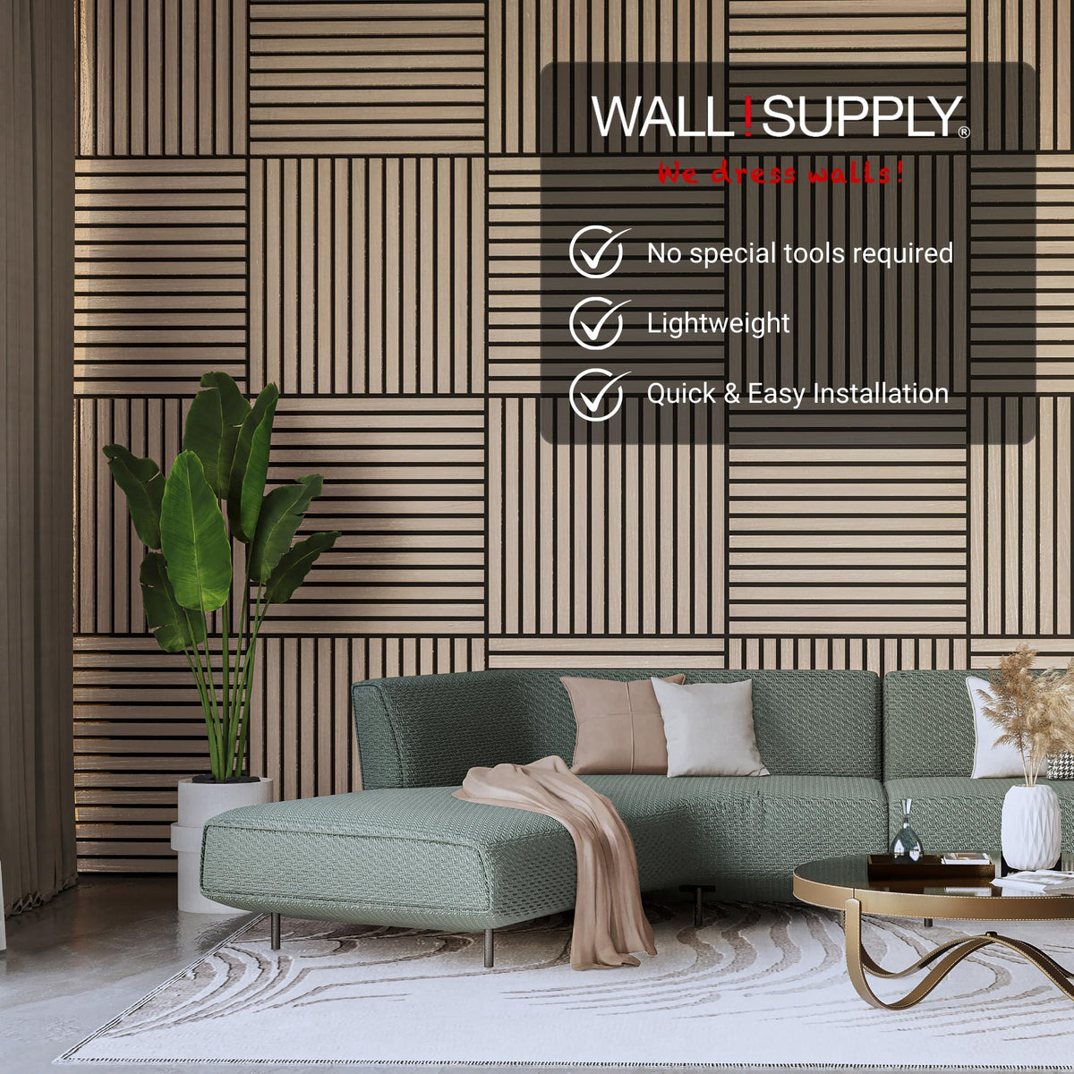 Wall!Supply 3D Soundproof Wall Panels – Acoustic Natural Oak Finish – EPS Foam Wallpaper Alternative for Living Room, Bedroom & Office – Easy DIY Installation – 6 Pack, Covers 10.87 Sq Ft