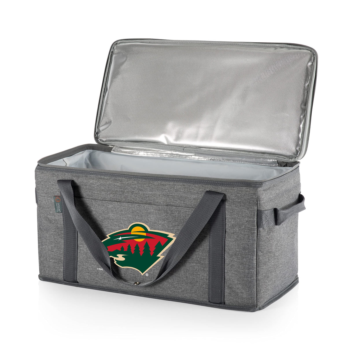 PICNIC TIME NHL Minnesota Wild 64 Can Collapsible Cooler, Large Insulated Soft Cooler Bag, Portable Beach Cooler with Shoulder Strap, (Heathered Gray)