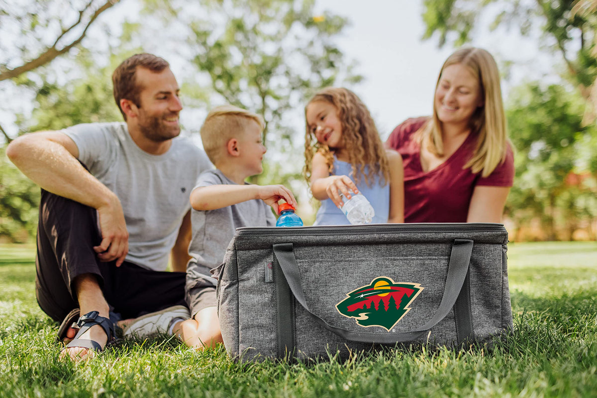 PICNIC TIME NHL Minnesota Wild 64 Can Collapsible Cooler, Large Insulated Soft Cooler Bag, Portable Beach Cooler with Shoulder Strap, (Heathered Gray)