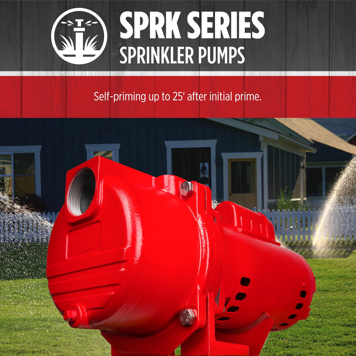 Red Lion RL-SPRK-200-BR, 230 Volt, 2HP, 77 GPM, Sprinkler/Irrigation Pump with Brass Impeller, Red, 97102002