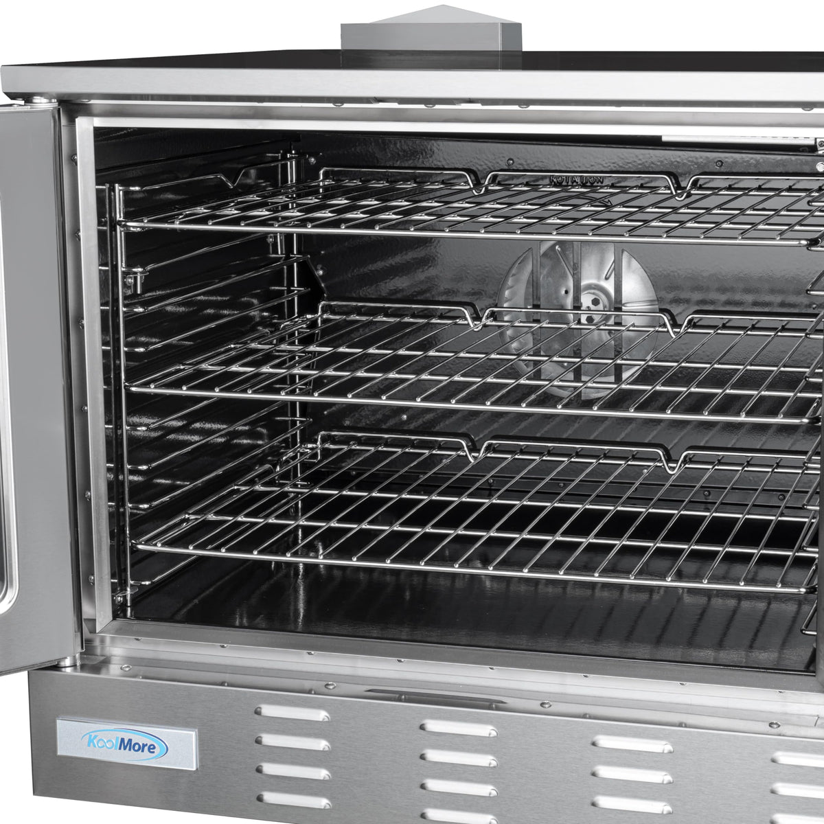 KoolMore 38 in. Full-Size Double Commercial Liquid Propane Convection Oven 108,000 BTU With Stacking And Casters in Stainless-Steel (KM-DCCO54-LPC)