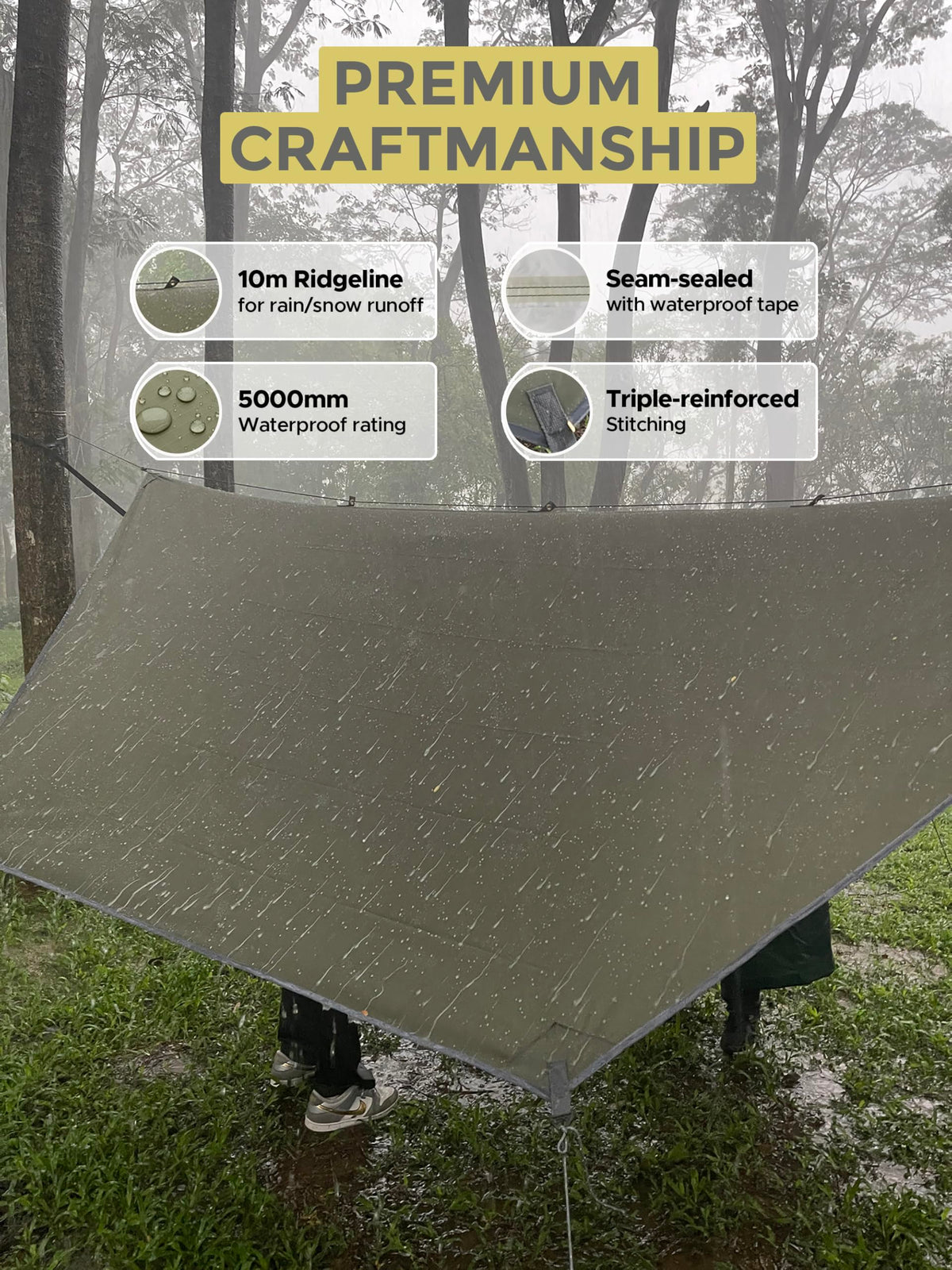 ADVOKAIR Camping Hammock with Mosquito Net and Rain Fly, Up to 500lbs, Ultralight and Portable Nylon Travel Hanging Hammock with Tree Straps, Perfect for Outside, Backpacking, Hiking and Backyard
