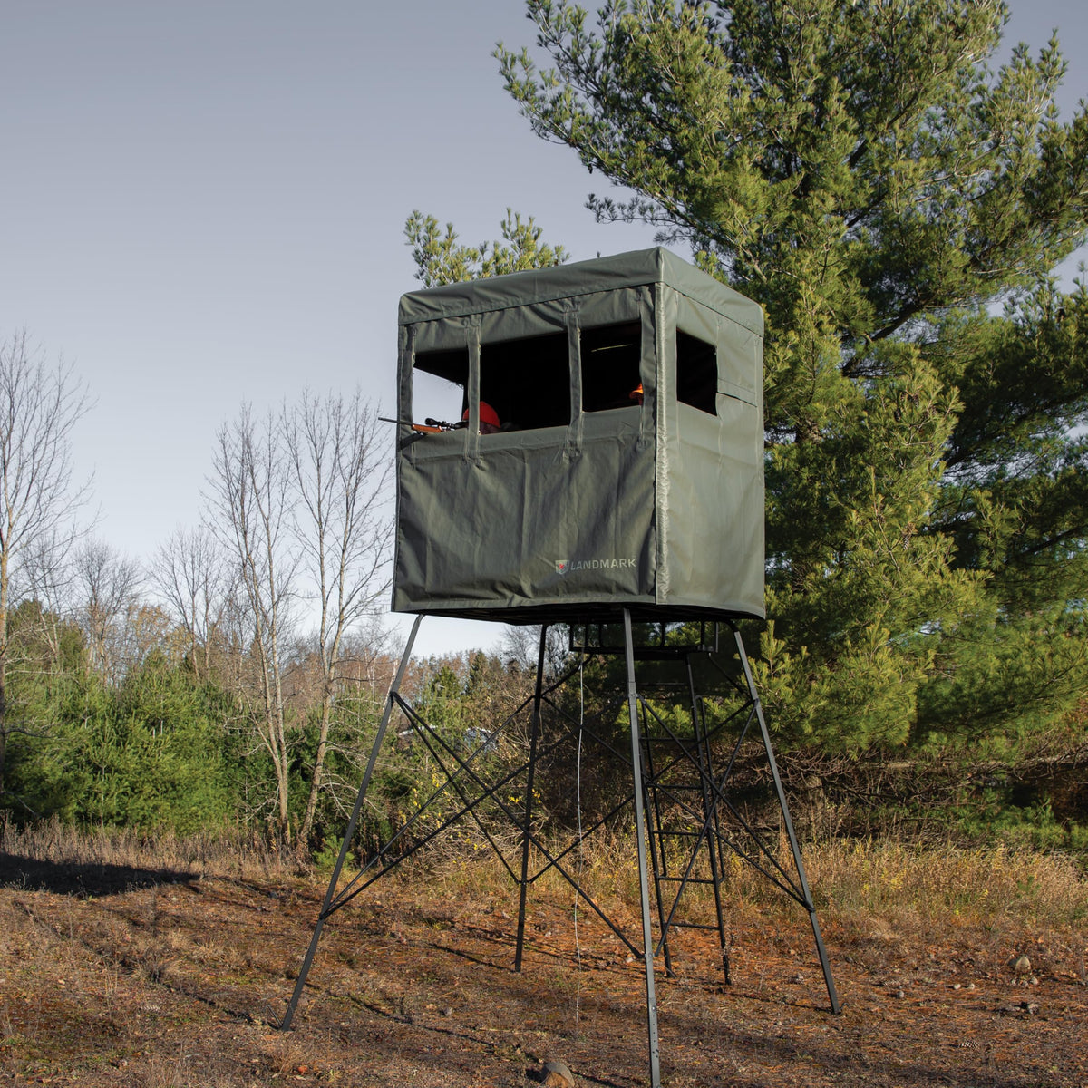 Rivers Edge Landmark™ 550 Hunting Blind LM550B – 7' Tall, 6' x 4.5' Interior, Adjustable Windows, Steel Frame, Marine-Grade Fabric – Fits LM550T Tower Only