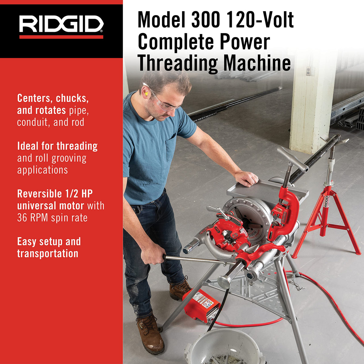 RIDGID Pipe Threading Machine, Pipe Vise and Accessories Bundle