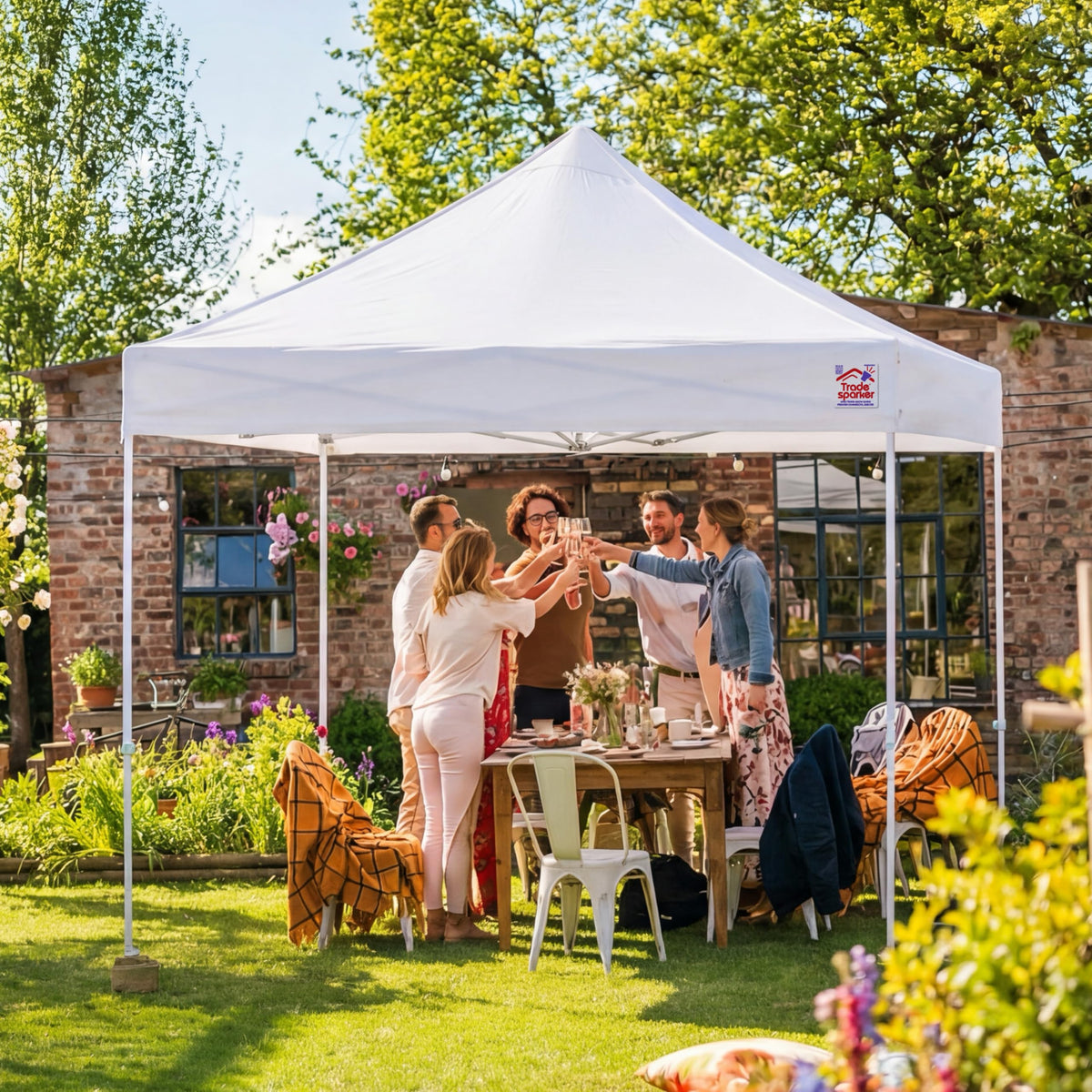 Tradesparker 10x10 Pop Up Canopy Tent,Commercial Movable Canopy with ApexCore LED&Rugged Casters-Instant Easy Setup Shelter Canopies with Weight Bags&Stakes for Outdoor Events Markets Vendors,Red