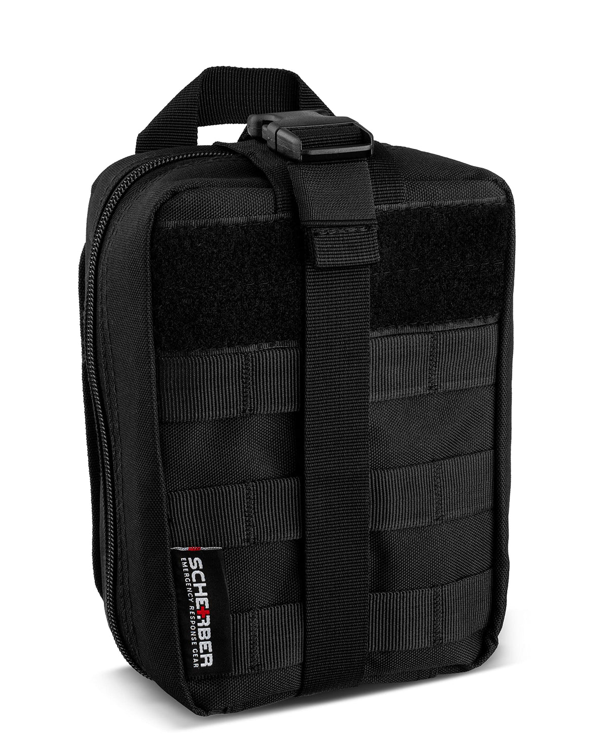 Scherber Premium IFAK Kit Trauma Pack | HSA/FSA Approved | SOF Tourniquet, QuikClot 4x4 HyFin Chest Seal, Israeli Bandage | Fully Stocked MOLLE Pouch for Gunshot, Bleeding, Major Wound Care (Black)