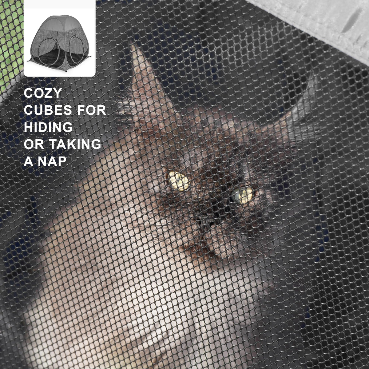 Catio Outdoor Cat Enclosure, 3-in-1 Extra Large Portable Cat Playpen with Tower Tent & Tunnel, Foldable Waterproof Mesh Catio for Indoor Outdoor Cats & Small Pets