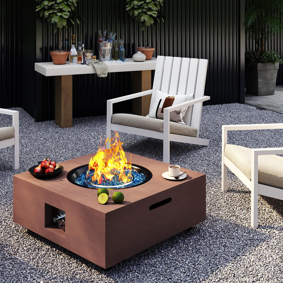 Jocoevol 28 Inch Fire Pit Table Propane Fire Pit 40,000btu Gas Fire Pits for Outdoor Outside Patio with Burner Lid, Glass Rocks