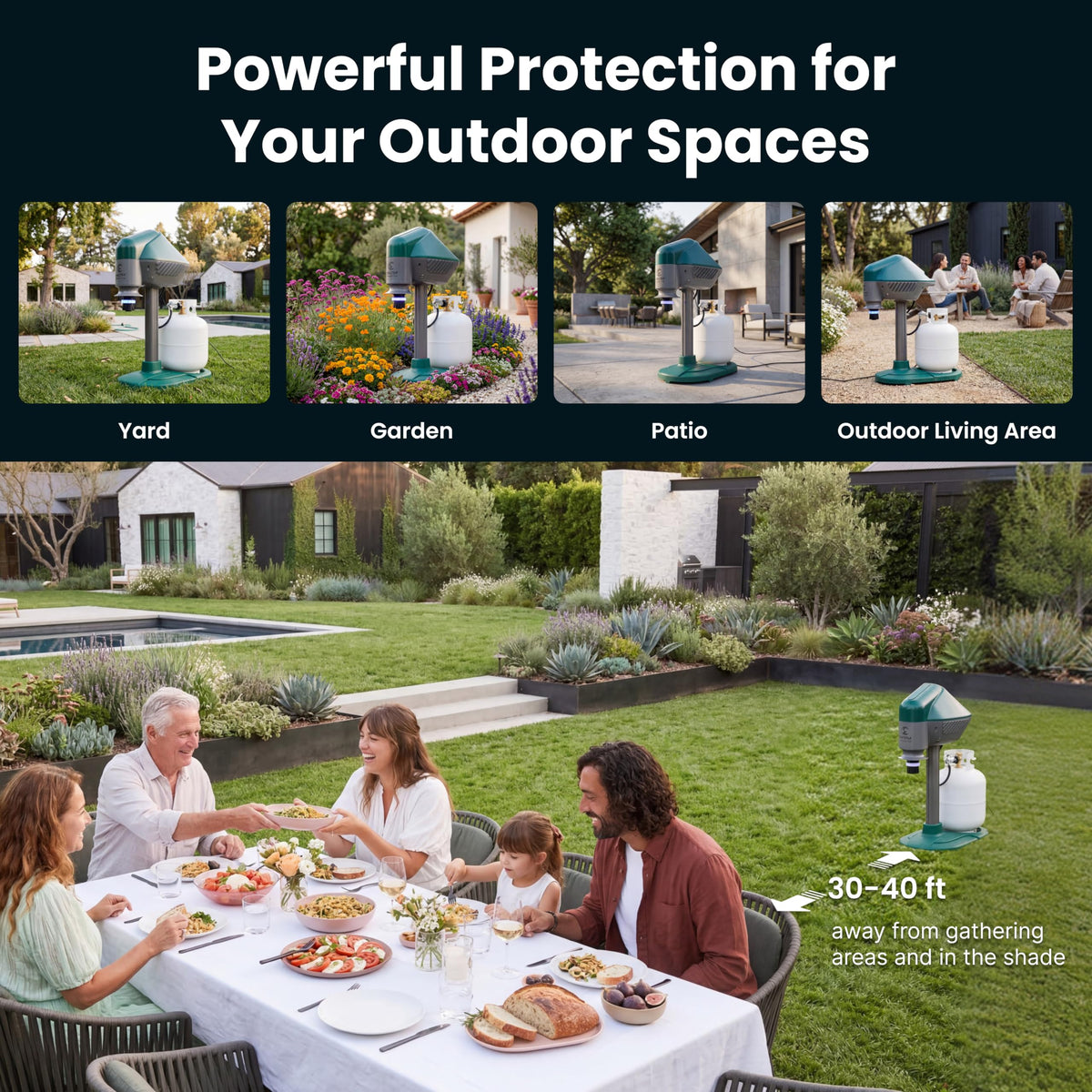 OWLTRA MT2410 Upgraded Outdoor Mosquito Guard, Quiet, Odorless, All-Weather Insect Control with CO2 Release with Propane & UV Light for Mosquitoes, No-See-Ums, Flies, Moths & Midges, Dark Green