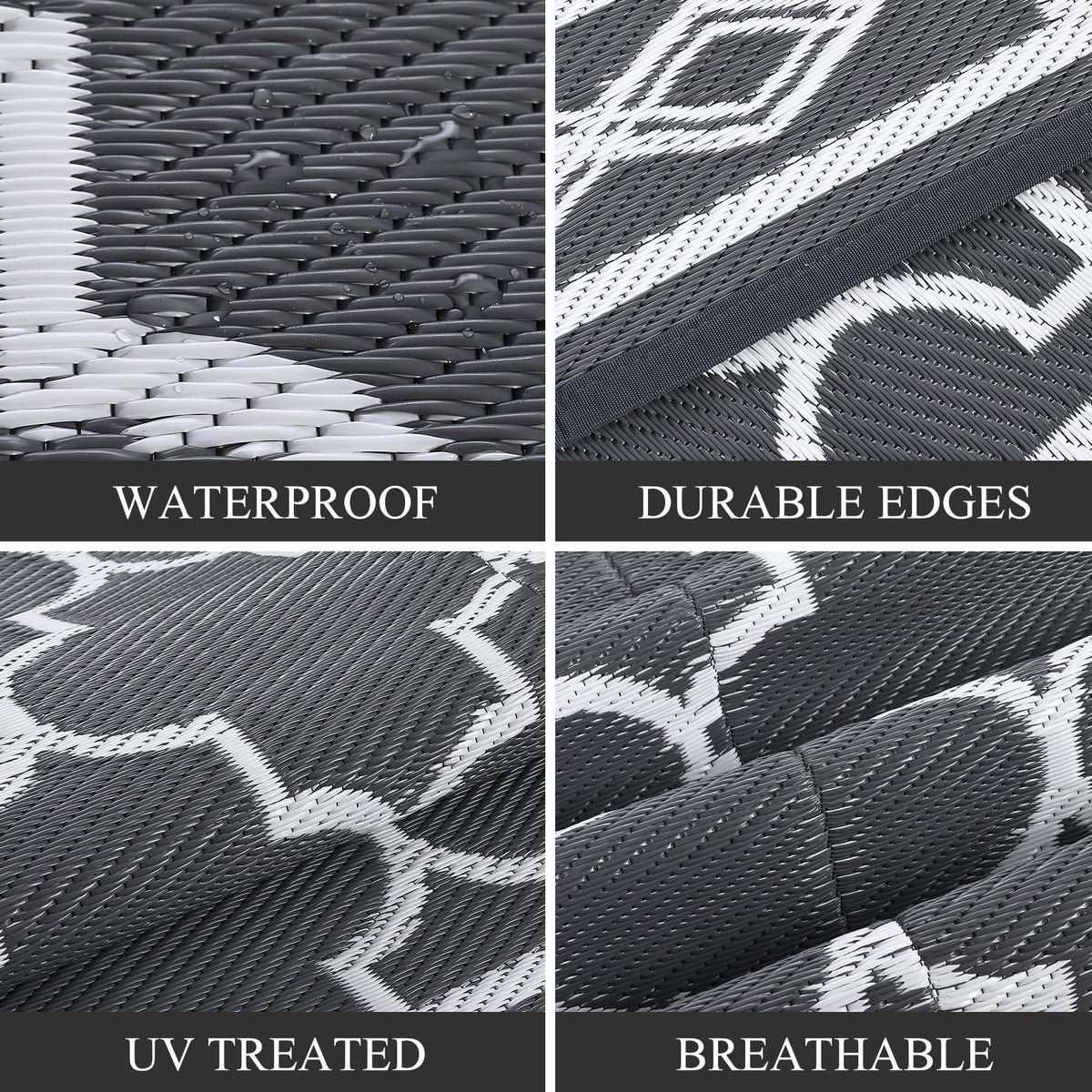 Garvee Outdoor Rug 10'x20' for Patios Clearance, Reversible Outdoor Plastic Straw Waterproof Camping Carpet, Large Area Rugs Patio Mats for Outside RV, Camper, Deck, Porch, Beach, Picnic (Grey/White)