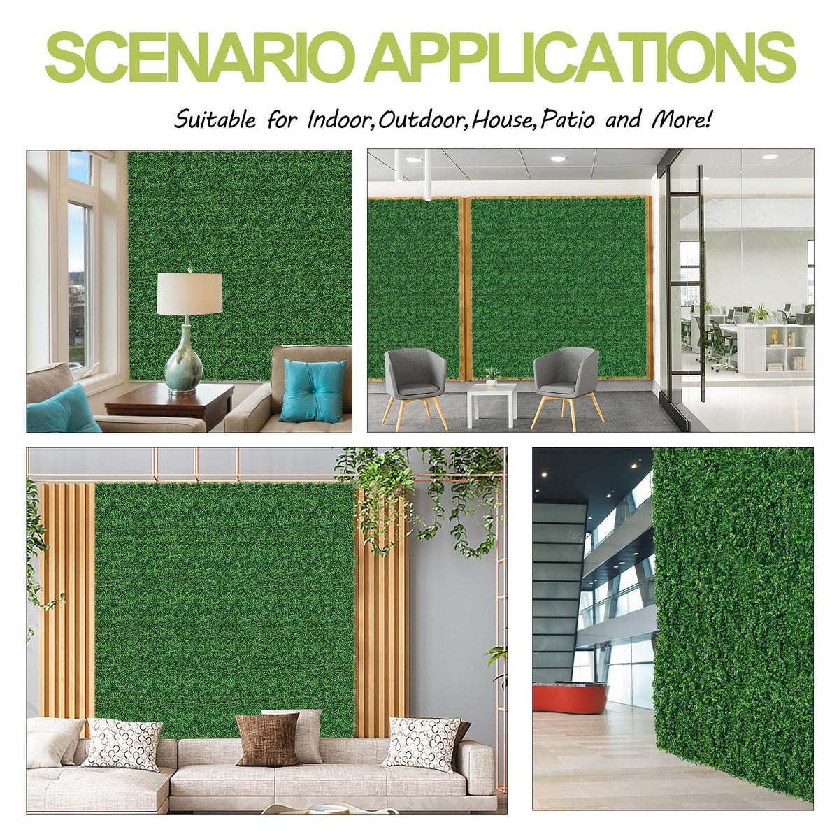 AOKIE 48x120 in Artificial Grass Roll Wall(40 sq ft), Boxwood Hedge Wall Panels UV-Anti Grass Backdrop Wall Decor, Greenery Privacy Hedge Screen for Indoor Outdoor Patio Balcony, Party Garden Fence