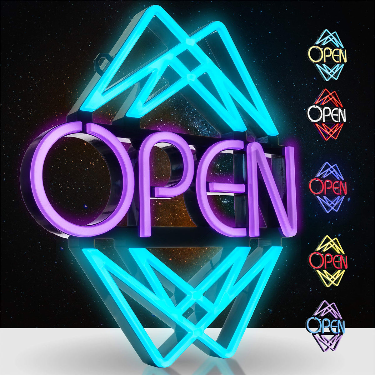 Open Sign for Business with 49 Color Combinations – ULTRA BRIGHT LED Neon Sign Visible Day and Night – Large Window Sign – by Element Lux Signs – 20 x 22in