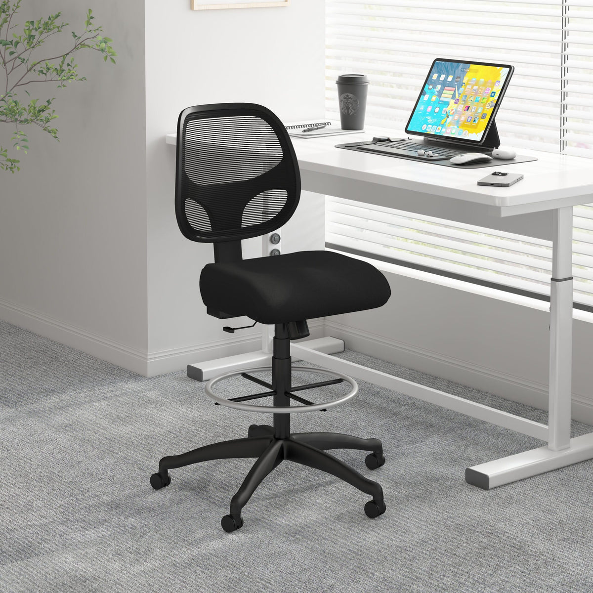 Boss Office Products Commercial Grade Mesh Stool, Black