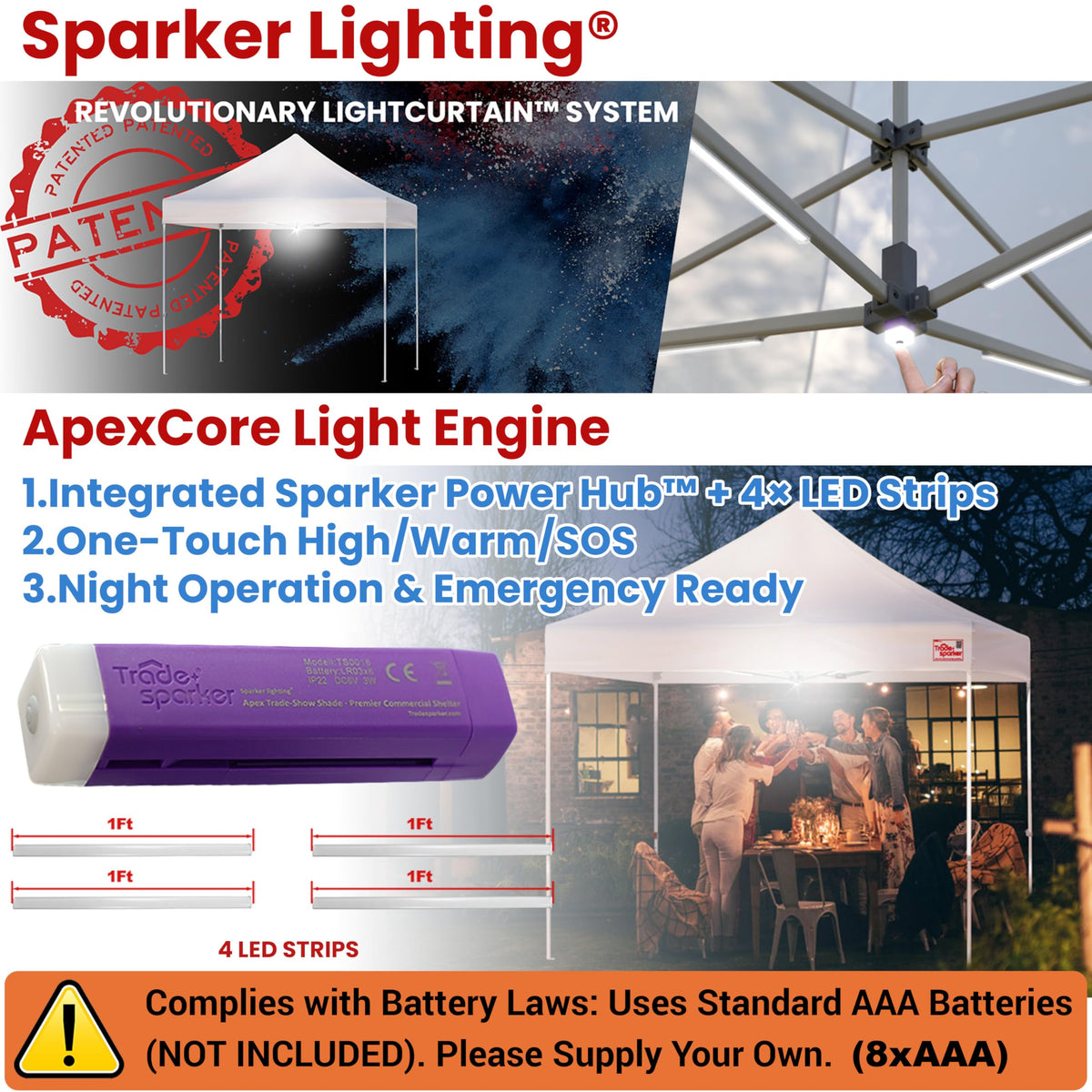 Tradesparker 10x10 Pop Up Canopy Tent,Commercial Movable Canopy with ApexCore LED&Rugged Casters-Instant Easy Setup Shelter Canopies with Weight Bags&Stakes for Outdoor Events Markets Vendors,Red