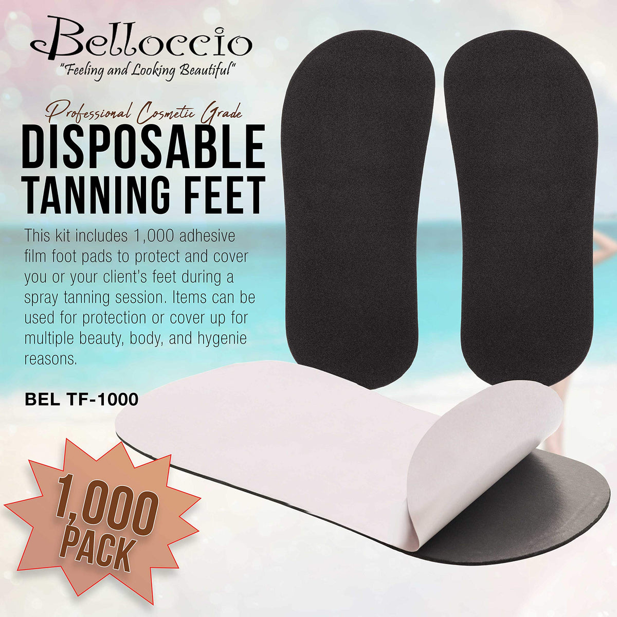 Belloccio 500 Pairs of Disposable Tanning Feet Pads (1000 Feet Total); Sunless Airbrush Spray Tanning Tent Foot Protection; (Color May Vary)