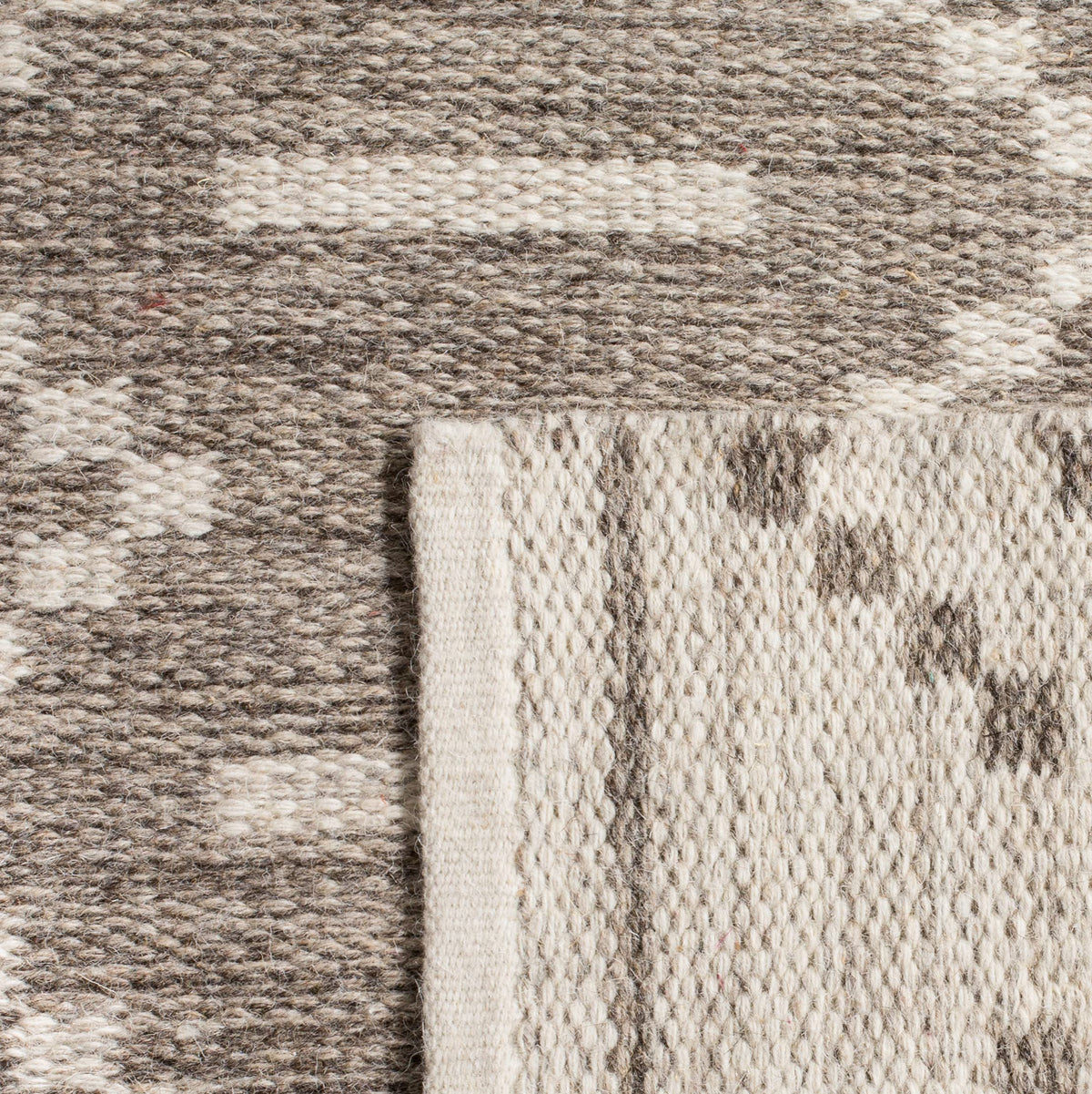 SAFAVIEH Area Rug 8x10 - Kilim Collection - Large - Grey & Ivory, Handmade Flat Weave Wool, Ideal for Living Room, Bedroom, Office, Dining Space (KLM353A)