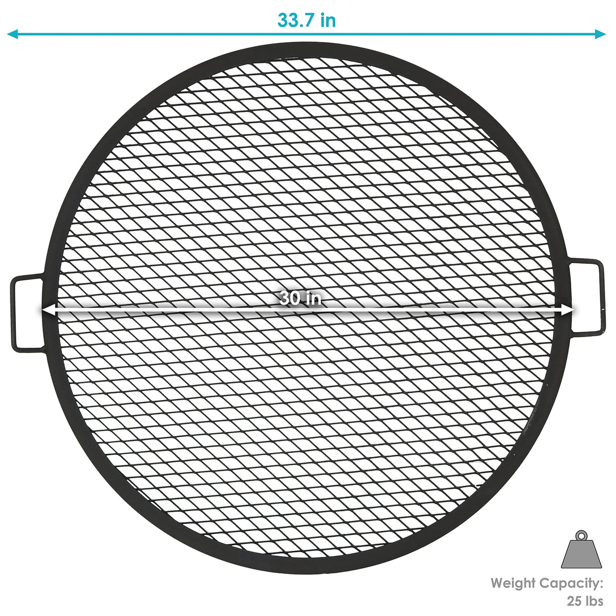 Sunnydaze X-Marks Outdoor Fire Pit Grill Grate for Cooking - Round Fire Pit Grate - Steel Campfire BBQ Grill with Handles - 30-Inch