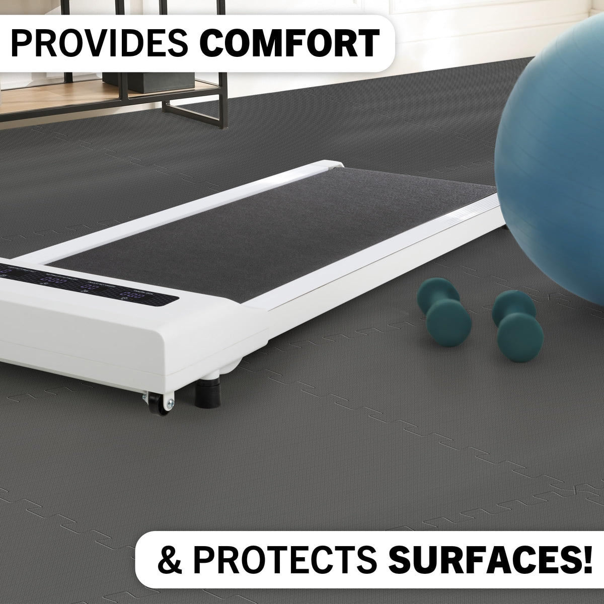 EVA Foam Mat Tiles 24-Pack - 96 SQ FT of Interlocking Padding for Garage, Playroom, or Gym Flooring - Exercise Mat or Baby Playmat by Stalwart (Gray)