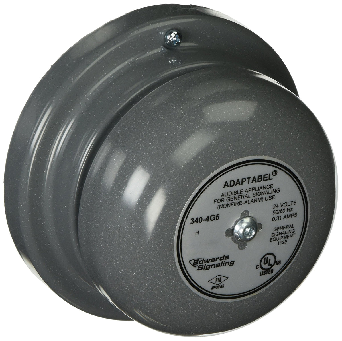 Vibrating Bell, Continuous, 24V AC, 88 dB, Steel, Surface Mount, 4.5 in Diameter, Indoor/Outdoor - 1 Each