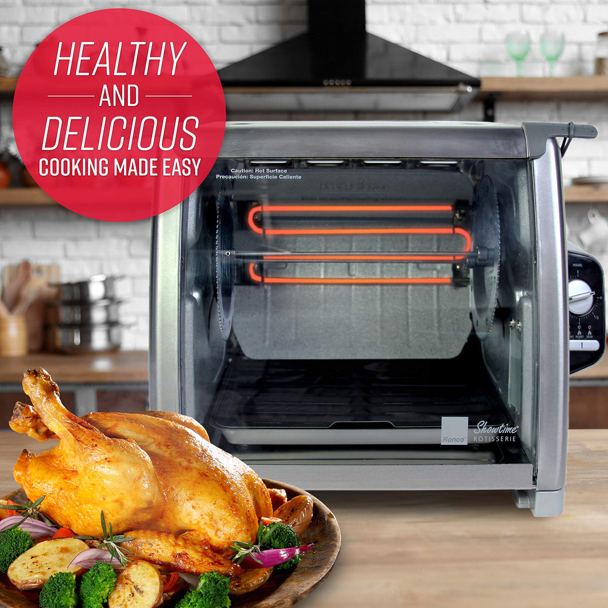 Ronco Modern Rotisserie Oven, Large Capacity (12lbs) Countertop Oven, Multi-Purpose Basket for Versatile Cooking, Easy-to-Use Controls