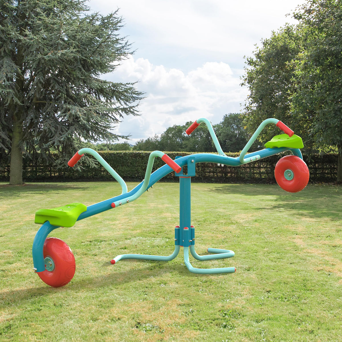 TP Toys Spiro Spin Teeter Totter - Bounces and Spins 360 Degrees, Blue/Green