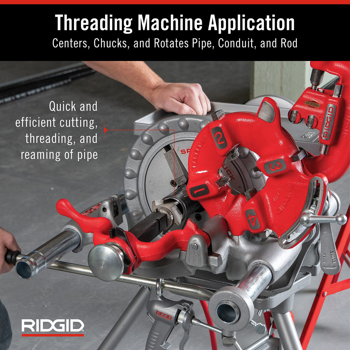 RIDGID 15682 Model 300 Power Drive Complete, 38 RPM Pipe Threading Machine with 1/2-Inch to 3/4-Inch, 1-Inch to 2-Inch Universal Alloy Threading Die Heads, Oiler