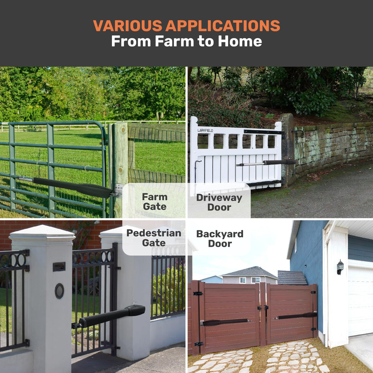 TMT Clifford 500 Premium Dual Automatic Gate Openers Up to 20ft and 1200lb Heavy Duty Swing Gate, Gate Opener with Remote Complete Kit, Electric Gate Opener for Driveway (App Compatible)