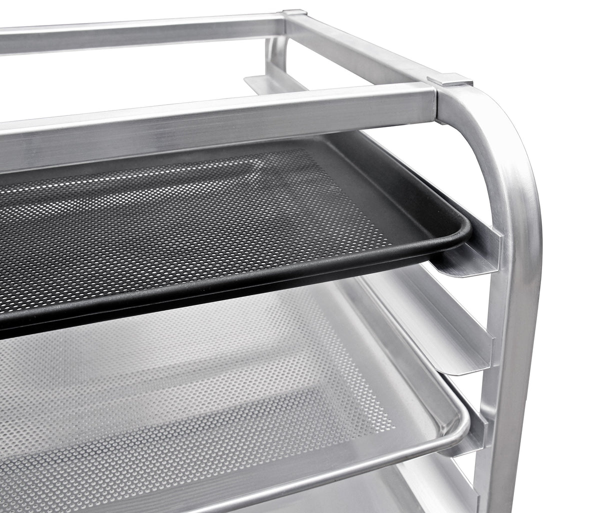 New Star Foodservice 36510 Commercial-Grade Aluminum 10-Tier Sheet Pan/Bun Pan Rack, 26" L x 20" W x 38" H with Brake Wheels Silver