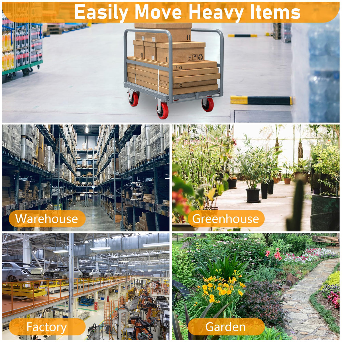 2 in 1 Panel Truck, 2000 LBS Panel Dolly Cart with 6" Swivel Casters and 36" x 24" Deck, Heavy-Duty Drywall Sheet Cart, Handling Wall Panel, Lumber for Garage, Warehouse (9.47 in (3 Side Handrails))