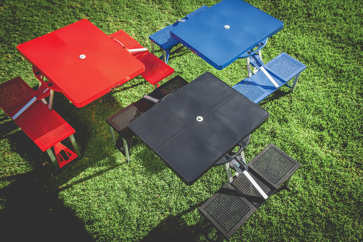 ONIVA - a Picnic Time brand - Folding Picnic Table - Camping Table - Outdoor Table with Umbrella Hole, (Royal Blue), 36.2" x 18" x 5.5"