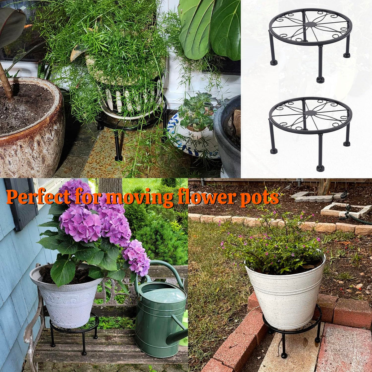 Yiksonyo 4 Pack 9 Inch Black Metal Plant Stand, Heavy Duty Outdoor & Indoor Plant Stands, Rustproof Wrought Iron Pot Stand for Garden, Patio, Balcony.