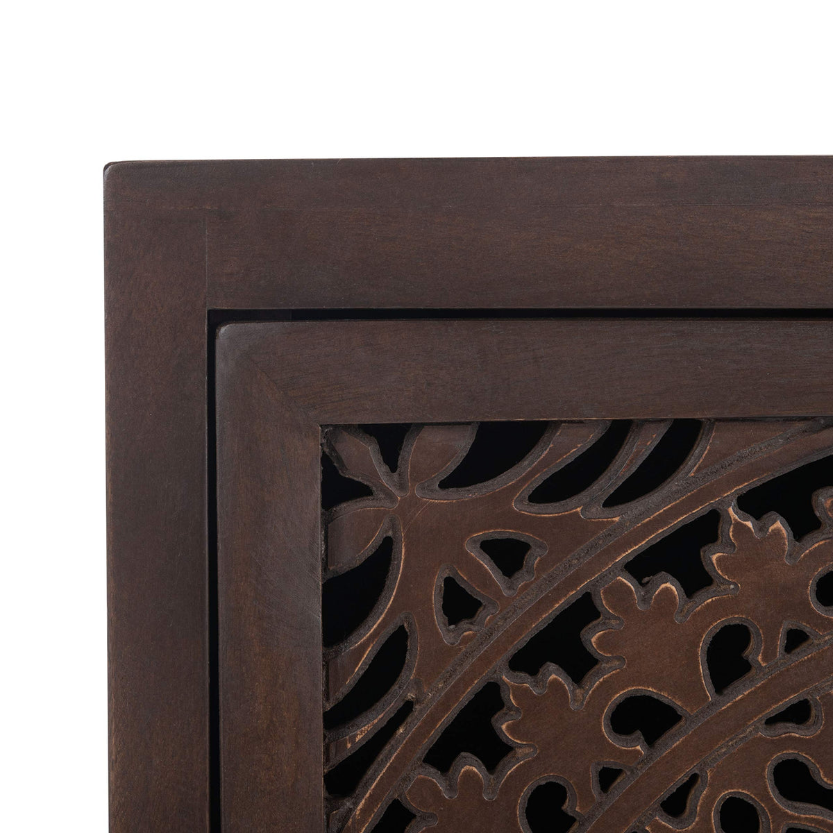 SAFAVIEH Furniture - Thea 1-Door Carved Nightstand - Brown - Mango Wood - Artisan Global Design - Ideal for Bedroom, 20"W x 14"D x 26"H - Fully Assembled (NST5300A)