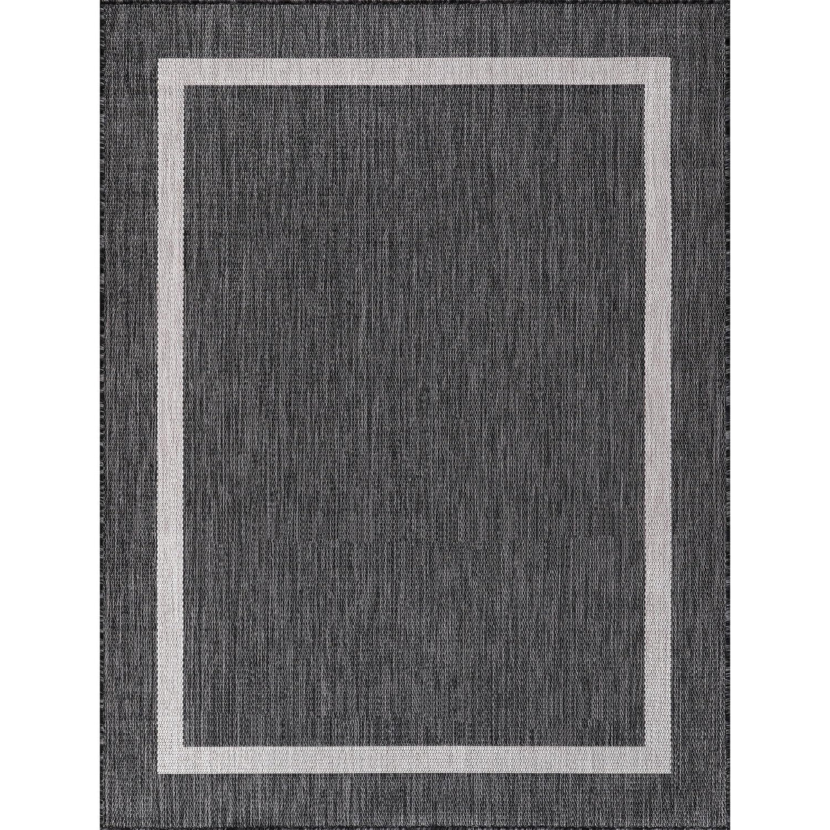 Luul Home Bordered Outdoor Rug 9x12 Washable Outside Carpet for Indoor Patio Porch Waterproof Easy Cleaning Non Shedding Area Rugs Gray 9 x 12