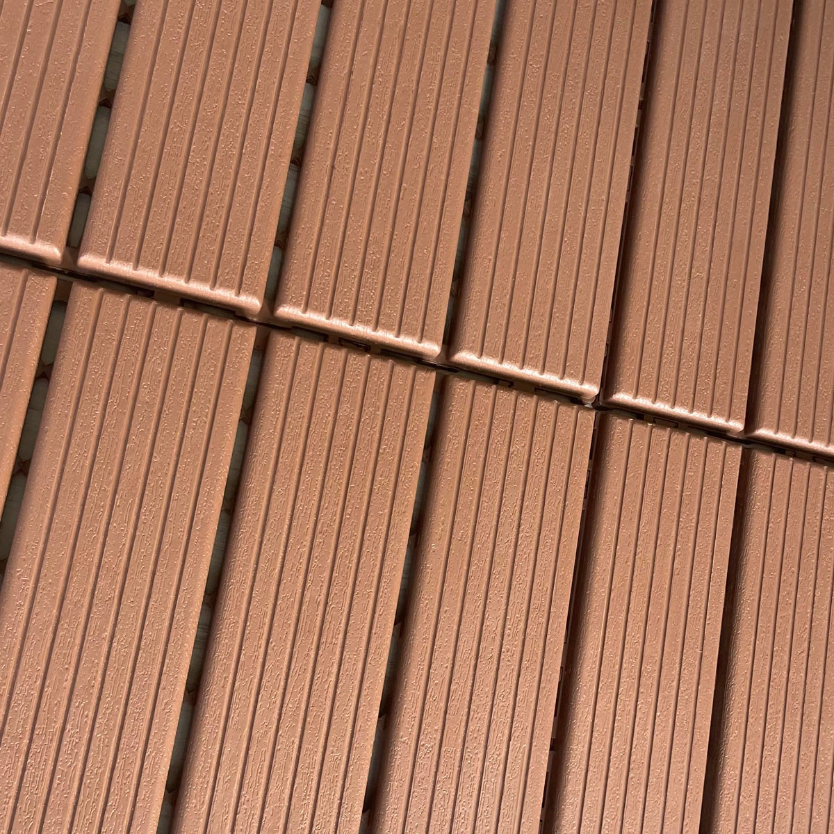 Uneeruiqy 44 Pack Interlocking Patio Deck Tiles 11.8"X11.8" Square Waterproof Outdoor Flooring All Weather Use Patio Floor Decking Tiles for Patio Garden Deck Poolside (11.8"X11.8", Brown, 44)