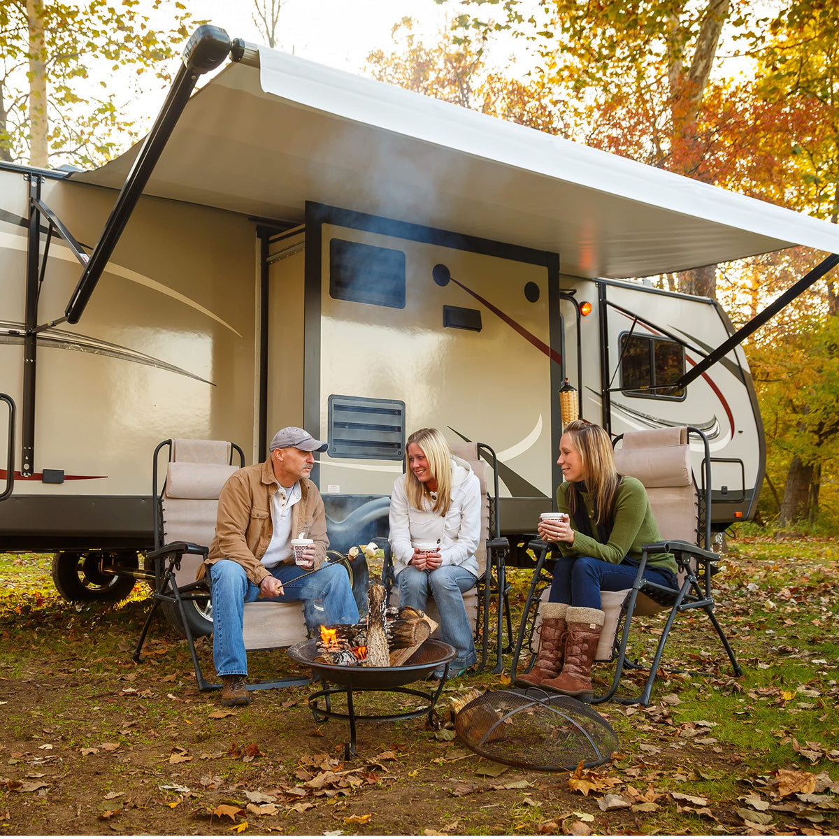 Lippert Radius 24" Double Manual RV Step Assembly, 8" Rise, 300 lbs. Anti-Slip Steps, Compact One-Hand Expand or Collapse, Black Powder Coat, Travel Trailers, 5th Wheels, Campers - 432682