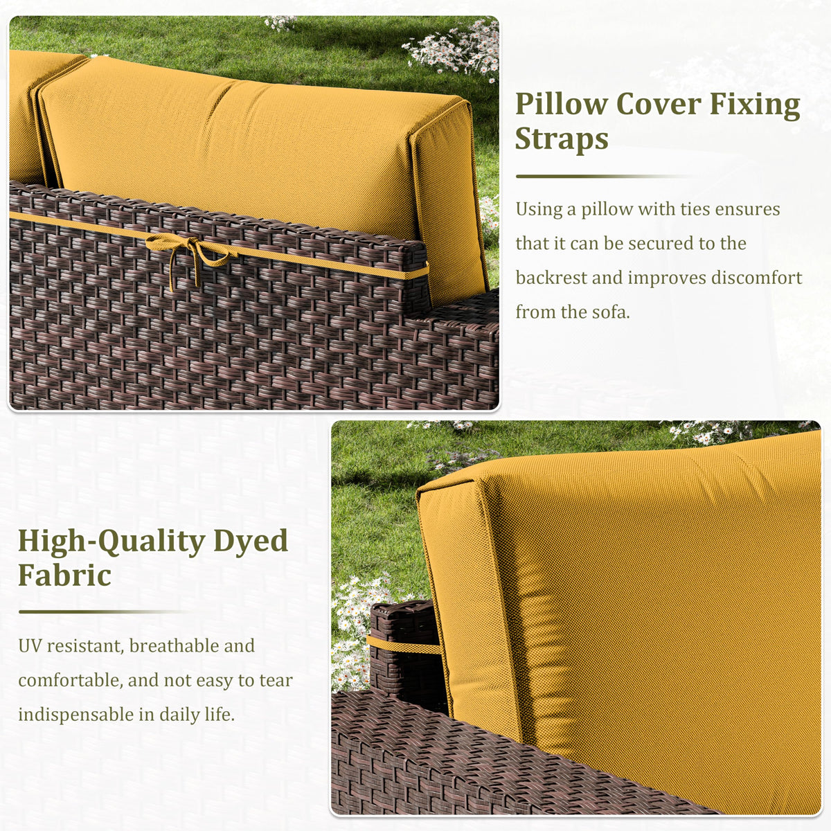 Kimunuk 14 Pcs Outdoor Cushion Slipcovers All-Weather Patio Cushion Covers, Replacement Waterproof with Zipper for Patio Furniture, Sectional Couch 3 Sizes, Covers Only